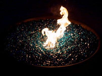 how much fire pit glass do i need for my house